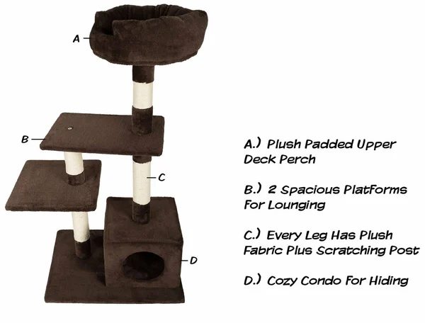 Petmaker 4 Tier Cat Tree- Plush Multi-Level Cat Tower with Sisal Scratching