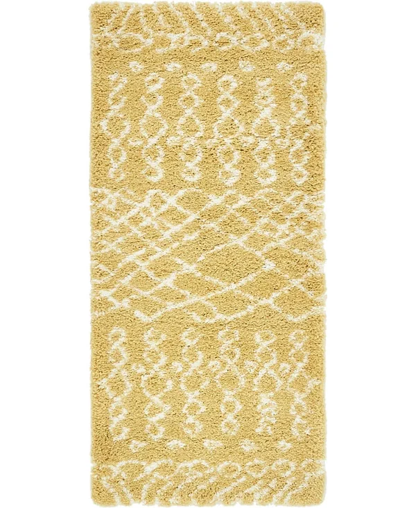 Unique Loom Geometric Rabat Shag Runner Rug - 2& 7 x 6&, Yellow