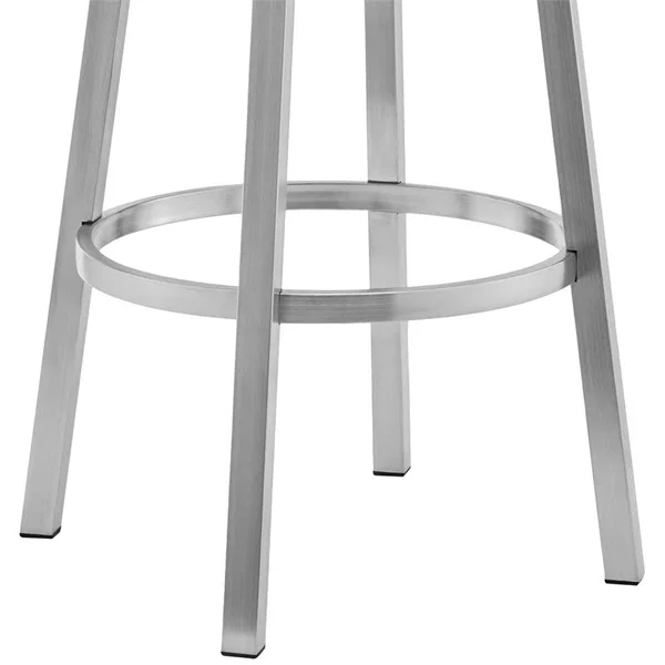 Armen Living Cohen 30x22 White Faux Leather and Brushed Stainless Steel Swivel Bar Stool