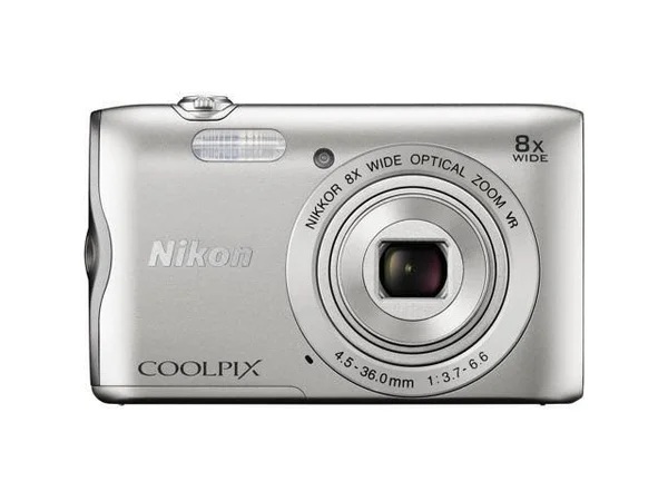 Nikon Coolpix A300 Wi-Fi Digital Camera (Silver) with 32GB Card + Case + Battery + Flex Tripod Deluxe Bundle 26519-96420-Kit