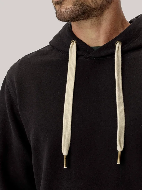 Buck Mason Men's Brushed Loopback Hooded Sweatshirt in Black, Size Small, Cotton