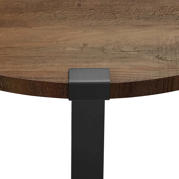 Walker Edison 30x22 Metal Wrap Round Coffee Table - Rustic Oak/Black