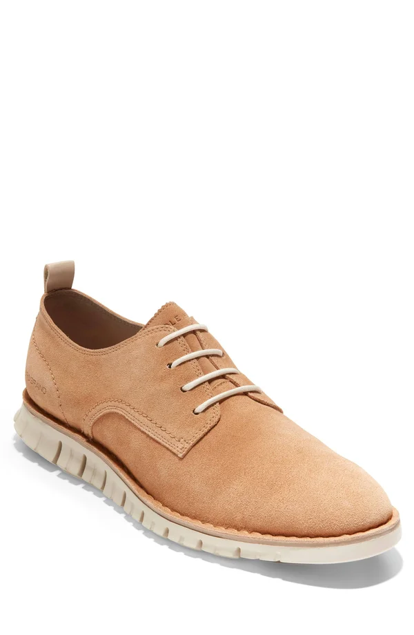 Cole Haan Men's Zerogrand Stitch Suede Oxfords - 8 - Tan