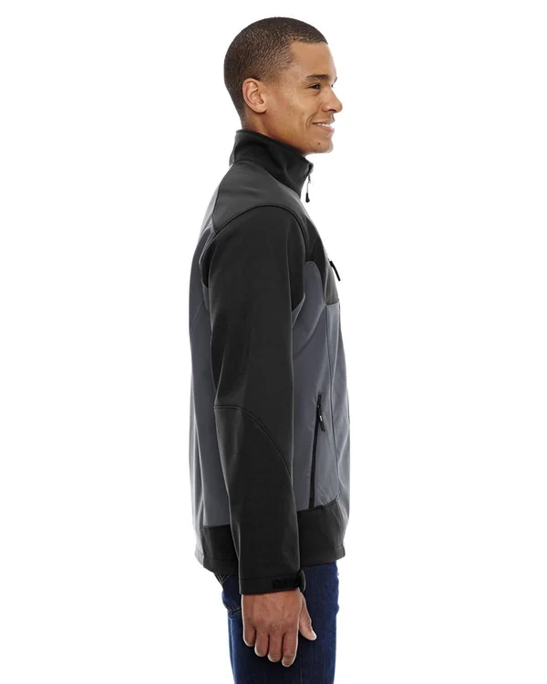 North End 88156 Men's Compass Colorblock Three-Layer Fleece Bonded Soft Shell Jacket Fossil grey-3XL