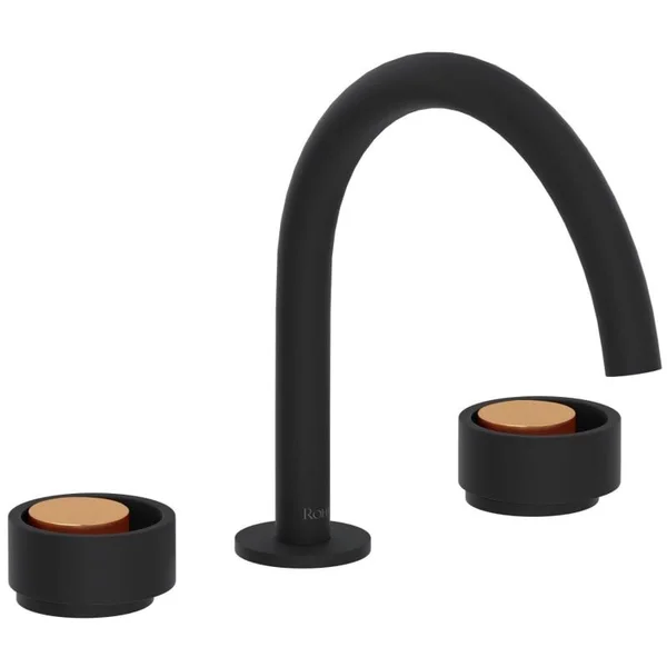 Rohl EC08D3IWMBG Eclissi Widespread Bathroom Faucet with Drain Assembly Finish: Matte Black/Satin Gold