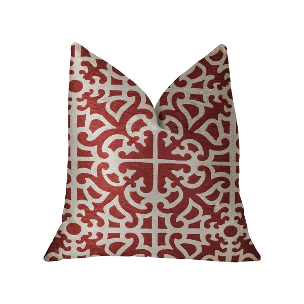 Plutus Red Romance Red and Beige Luxury Throw Pillow 20x22L x26x22W