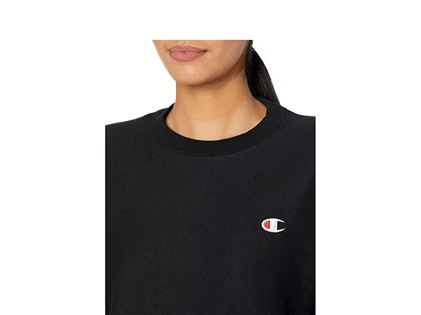 Champion REVERSE Weave Boyfriend Pullover - Black Large, Women's