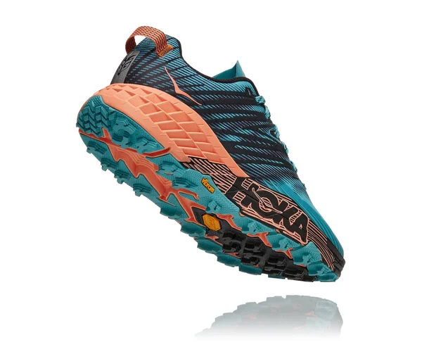 Hoka Women's Speedgoat 4 Trail Running Shoes in Blue/Orange, Size 10
