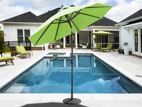 Galtech Quick Ship Aluminum 7.5 Foot Auto Tilt Crank Lift Umbrella White, Sunbrella Terra Cotta - 727-WH-43