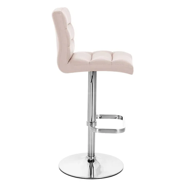 Taupe Lush Adjustable Height Swivel Armless Bar Stool with Chrome Base