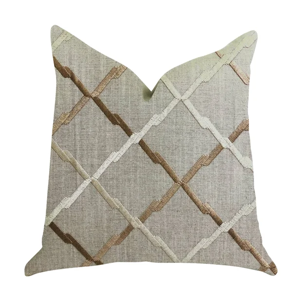 Plutus Urban Square Brown and Beige Luxury Throw Pillow 16x22L x16x22W