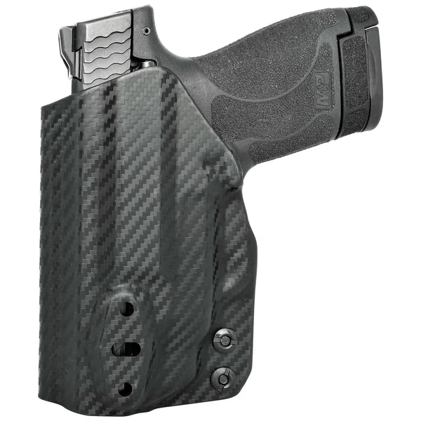 Smith & Wesson Mu0026P Shield M2.0 9MM/40SW w/Integrated Crimson Trace Laser Tuckable IWB Kydex Holster Black - Right Hand (