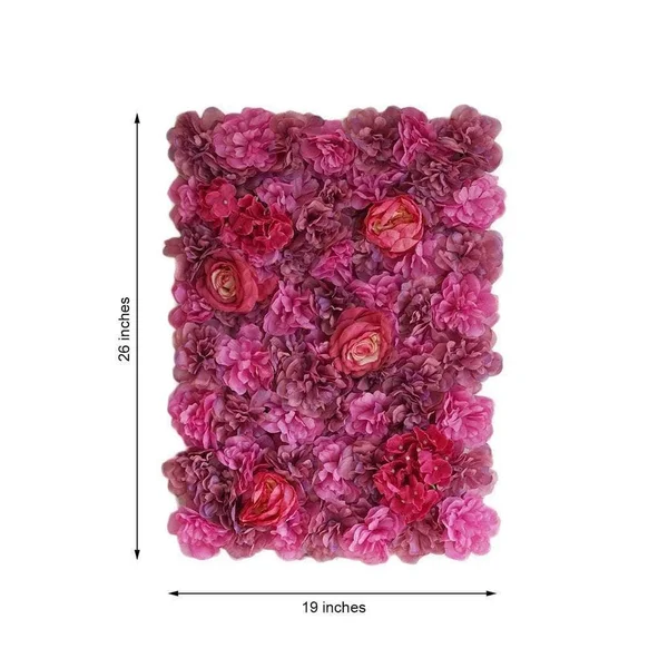 4 Pcs Assorted Silk Flowers Wall Backdrop Panels - Purple and Violet