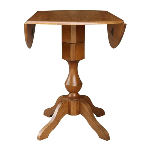 42x22 Round Dual Drop Leaf Pedestal Table - Pecan - 30.3x22H