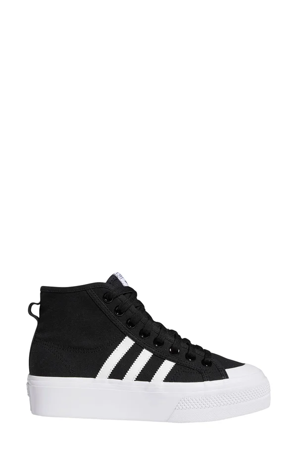 Adidas Women's Originals Nizza Platform Mid Casual Shoes in Black/Core Black Size 6.5