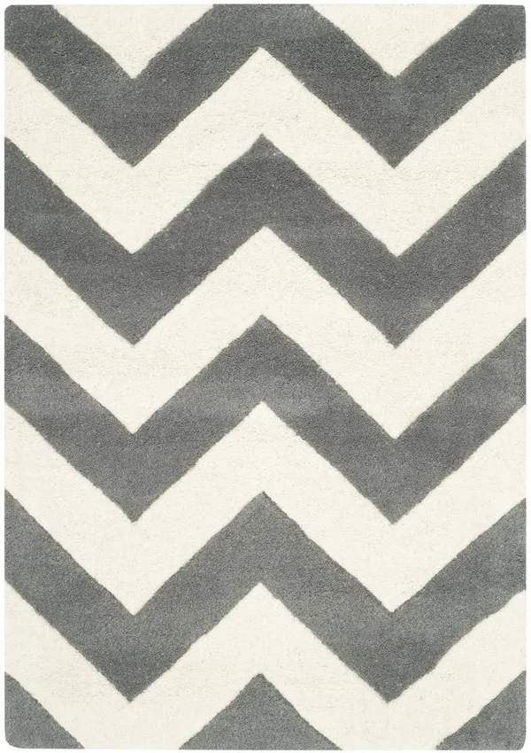 Safavieh Chatham CHT715D Dark Grey - Ivory 7& x 7& Round Area Rug