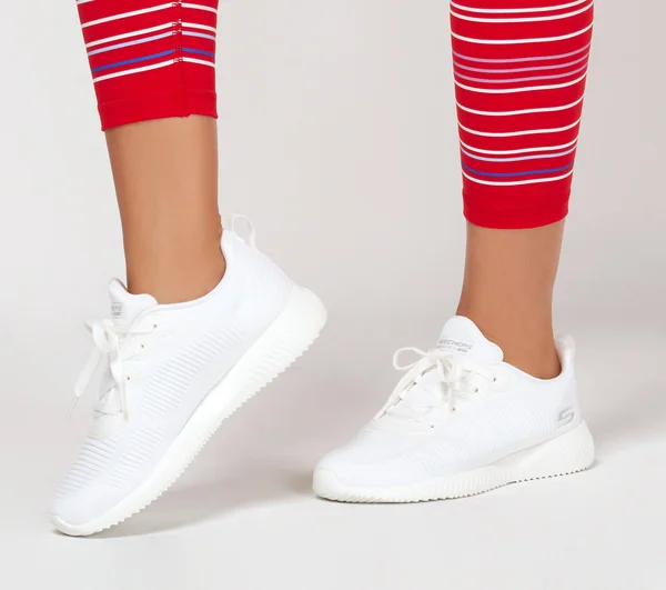 Skechers Women's Bobs Sport Squad - Tough Talk Sneaker - White, 8