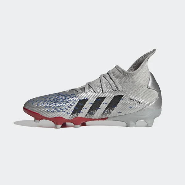 Adidas Predator Freak .3 FG Firm Ground Soccer Cleats Metallic Silver/Core Black/Team Royal Blue - 13