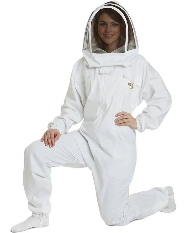 Natural Apiary Apiarist Beekeeping Suit - Polycotton - Non-Flammable Fencing Veil - Backyard Beekeeper White, 3XL