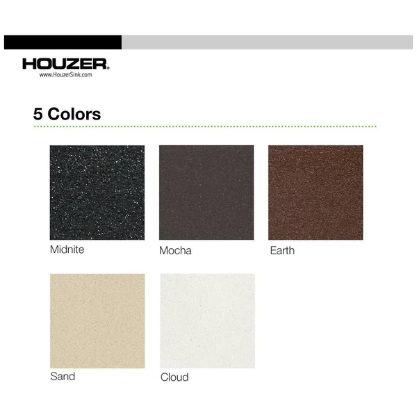 Houzer G-100 Quartztone Granite Single Bowl Topmount Kitchen Sink Cloud