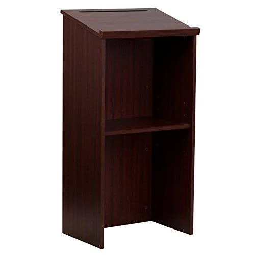 AdirOffice 661-01 Wood Stand-Up Podium Lectern Silver