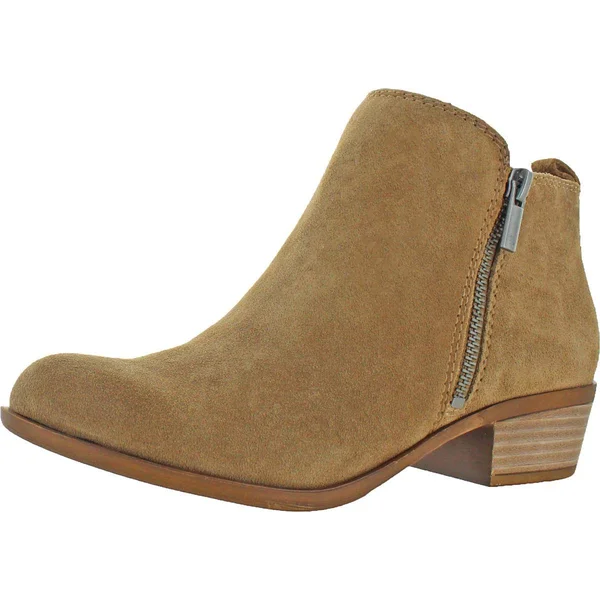 Lucky Brand Basel Womens Solid Booties Ankle Boots - Sesame Oiled Suede