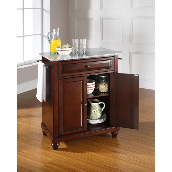 Cambridge Solid Granite Top Portable Kitchen Island - Vintage Mahogany - Crosley