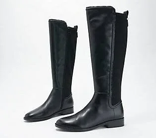 Marc Fisher Leather or Suede Tall Shaft Boots - Shiane, Size 11 Medium, Black Leather