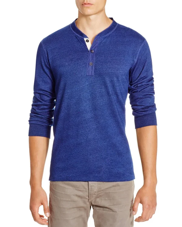 Rag & Bone Men's Classic Long Sleeve Henley - Grey Heather - Size XL