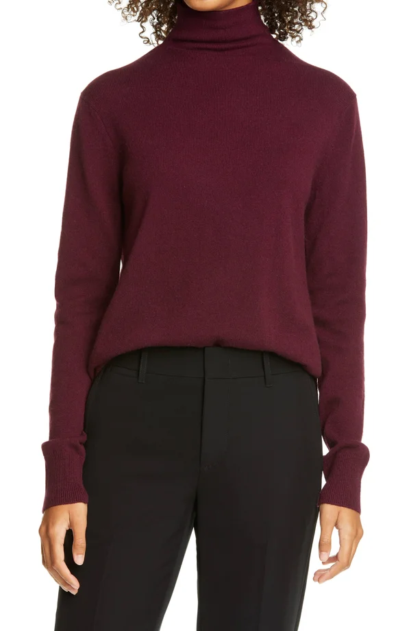 Vince Step Hem Wool & Cashmere-Blend Turtleneck Small - Red