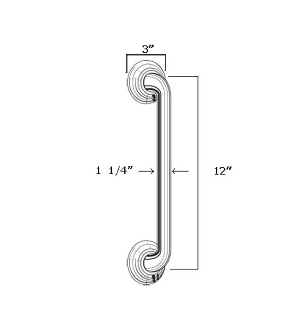 Jaclo 2512-WH 12x22 Deluxe Grab Bar with Traditional Round Flange White