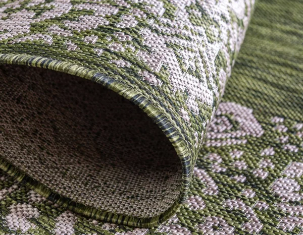 Unique Loom Outdoor Border Floral Area Rug 2& x 8& Runner Green/Gray