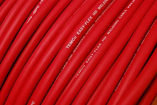 TEMCo Wc0133-25 ft 2 Gauge AWG Welding Lead & Car Battery Cable Copper Wire Red - Made in USA