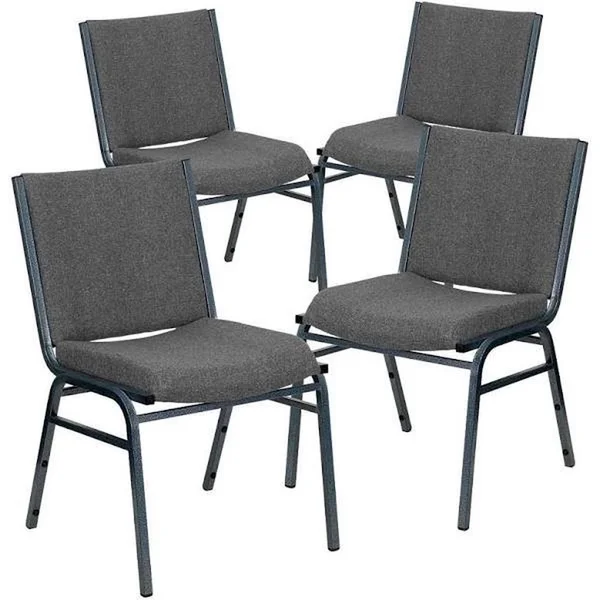 Flash Furniture 4 Pack Hercules Series Heavy Duty Gray Fabric Stack Chair