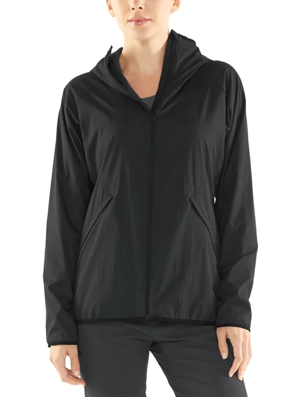 Icebreaker Women's Black/Monsoon Coriolis II Hooded Windbreaker