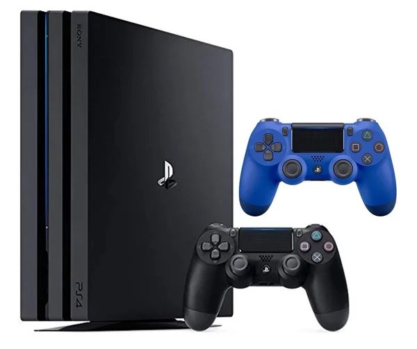 Sony PlayStation 4 Pro 1TB Two Controller Bundle: PlayStation 4 1TB Pro Console Jet Black, 2 DualShock 4 Wireless Controllers