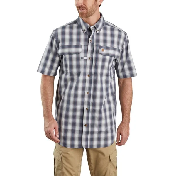 Carhartt Men's Force Lightweight Short Sleeve Plaid Shirt - Asphalt