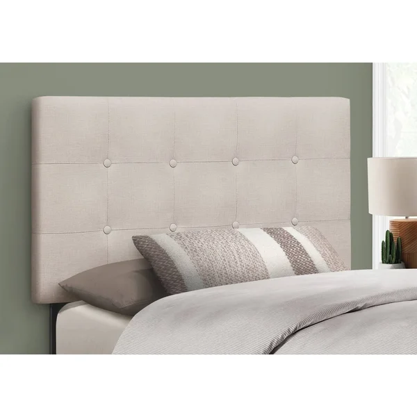 Monarch Specialties Beige Linen Twin Headboard