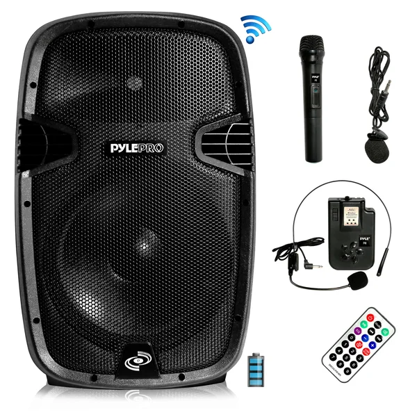 Pyle PPHP1241WMU Portable Bluetooth Loudspeaker - Active PA Speaker System Kit