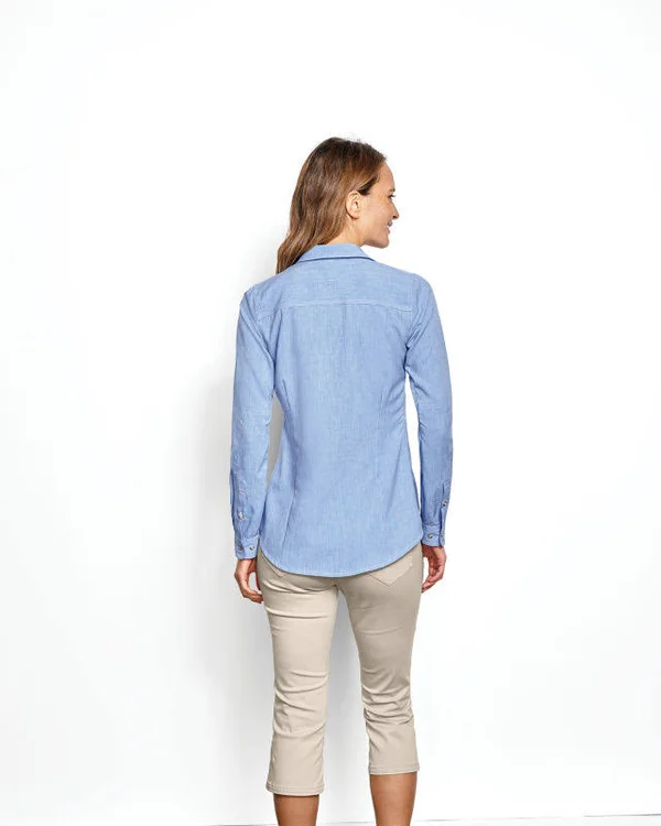 Orvis Women's Tech Chambray Work Shirt - Medium - Medium Blue