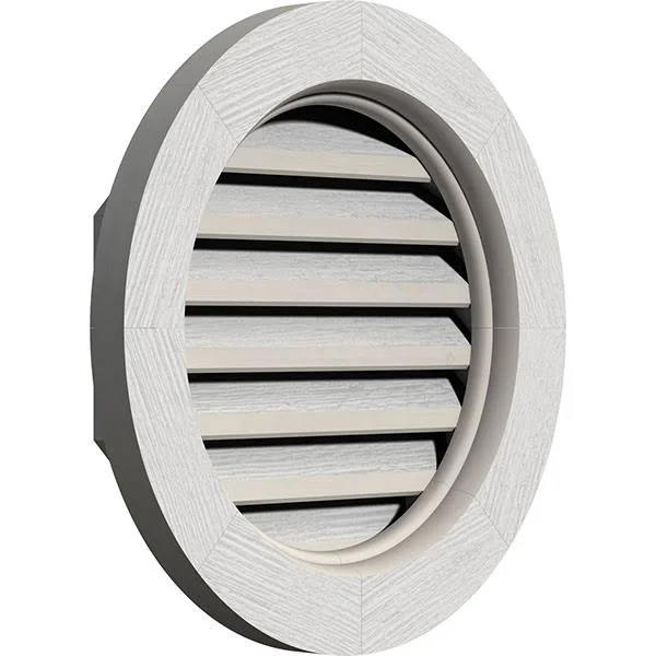 Ekena Millwork GVWRO12X1200RFPWR 12x22W x 12x22H Round Gable Vent (17x22W x 17x22H Frame Size): Primed, Functional, Rough Sawn W