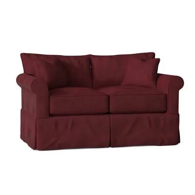 Hollandsworth 65x22 Rolled Arm Slipcovered Loveseat with Reversible Cushions Laurel Foundry Modern Farmhouse Body Fabric: Tina S