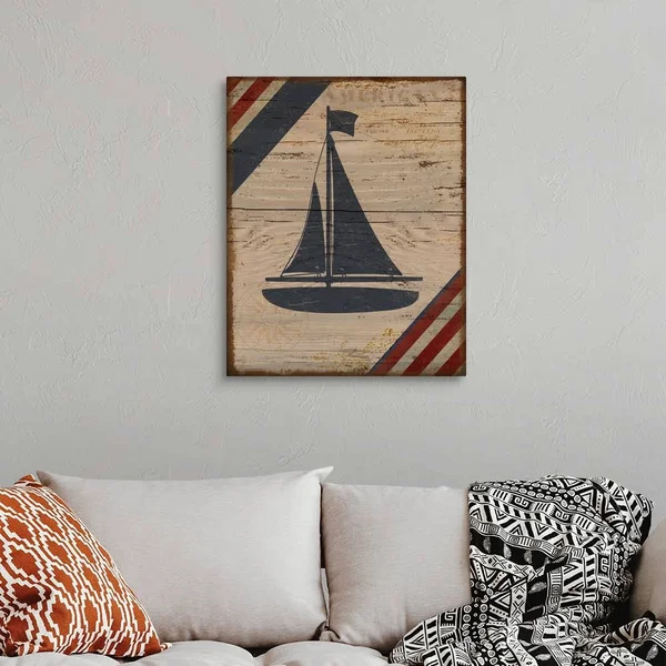Nautical Americana Boat, Large Solid-Faced Canvas Wall Art Print, Great Big Canvas