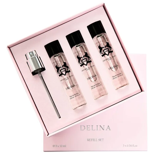 Delina by Parfums De Marly 3 x .34 oz Three Eau De Parfum Spray Refills for Women.