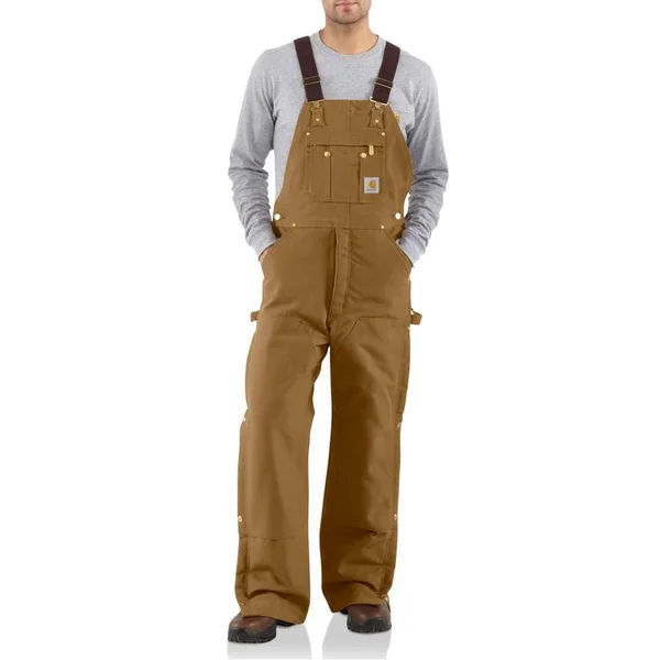 Carhartt Men's Brown Quilt Lined Zip to Thigh Bib Overalls