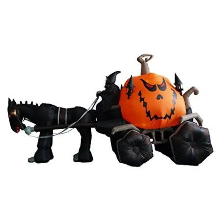 11.5 Foot Long Inflatable Grim Reaper Driving Pumpkin Carriage
