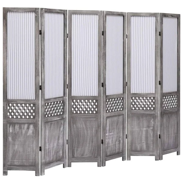 vidaXL 3-Panel Room Divider Gray 41.3x22x64.7x22 Fabric