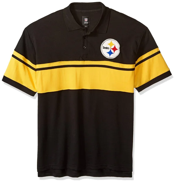 NFL Team Apparel Cotton Stripe Polo Team Color Pittsburgh Steelers