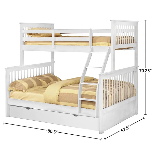 Carthew Convertible Twin Over Full Bunk Bed (Optional Storage or Trundle) - Bed + Trundle - Charcoal