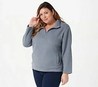 Koolaburra by Ugg Sueded Jersey Back Sherpa 1/4 Zip Pullover, Size 1X, Pebble Gray